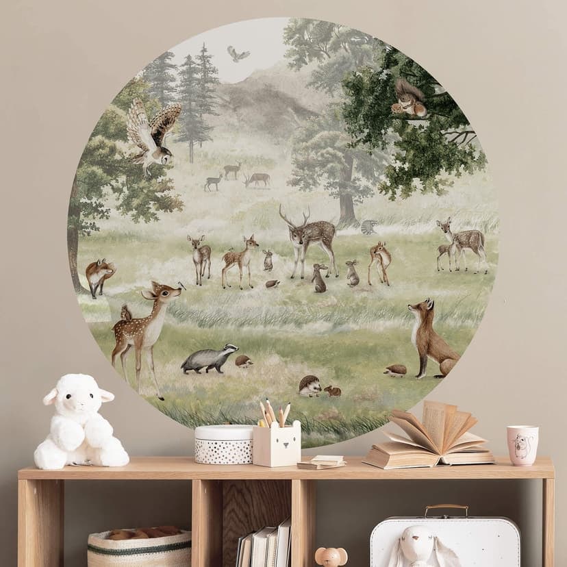 Adesivo murale Kikki Belle - Divertimento nella foresta - Rotondo