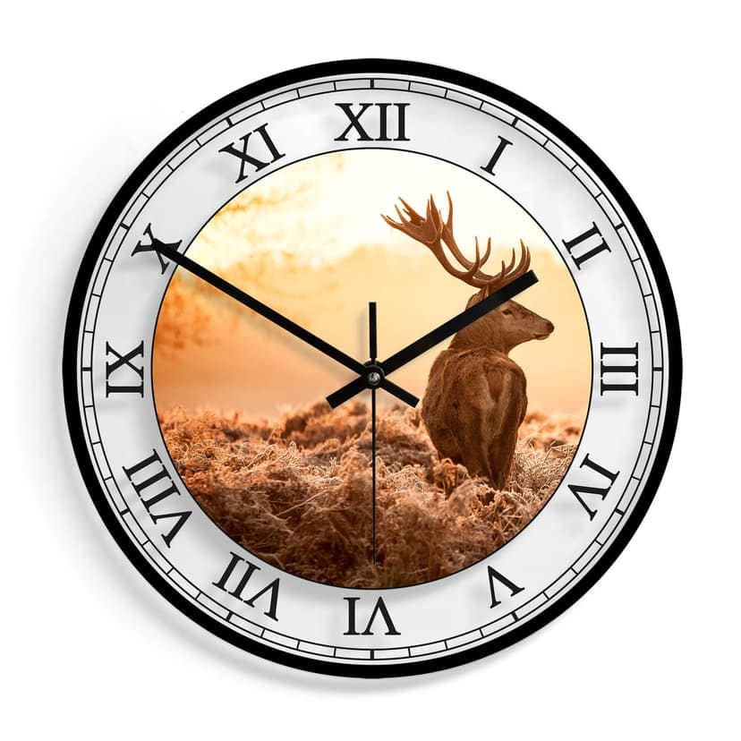 Orologio in vetro - Cervo Ø30 cm