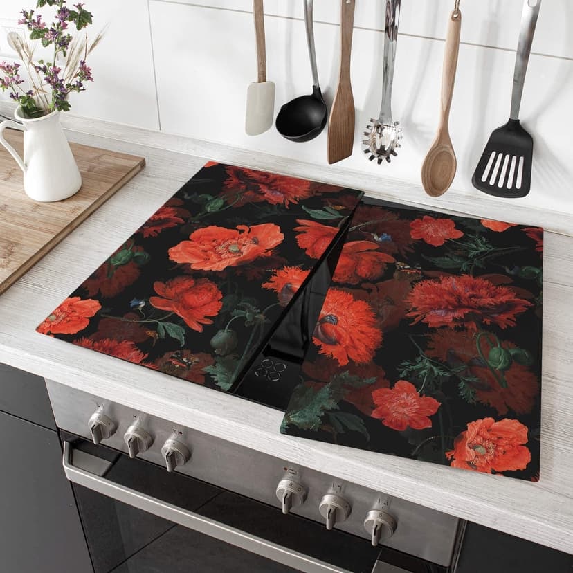 Piastra di copertura del fornello UN Designs - Fiori rossi