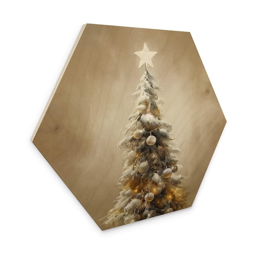 Esagono in legno Treechild- Golden Christmas Tree