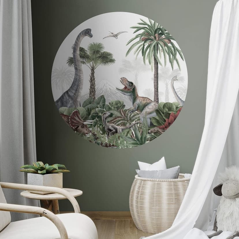 Adesivo murale di Kikki Belle - Avventure di dinosauri - Rotondo