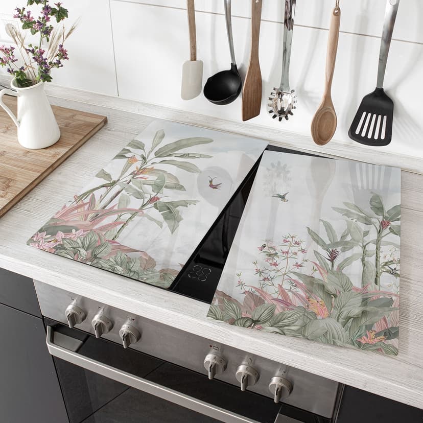 Piastra coprifornello Idillio tropicale con colibrì blu - Bloomery Decor