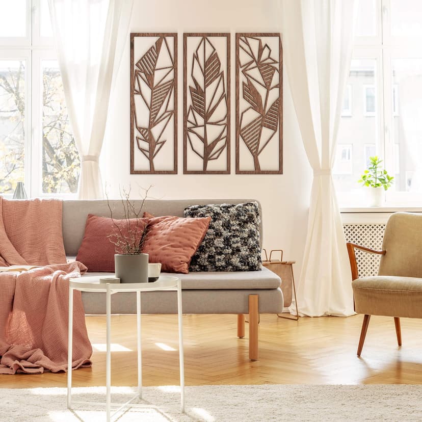 Decoro in legno - Piume (n.3 pezzi)
