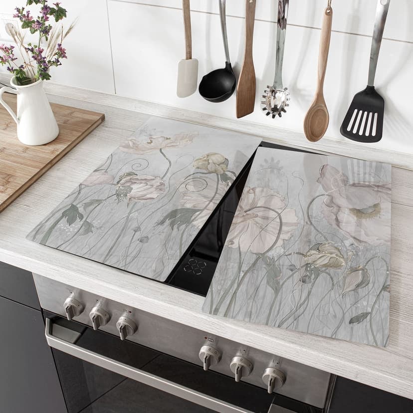 Piastra copri fornello a fiori in stile vintage in grigio - Ms Tiff