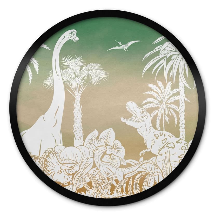 Poster Viaggio d'avventura tra i dinosauri - Ombre - Kikki Belle - Round