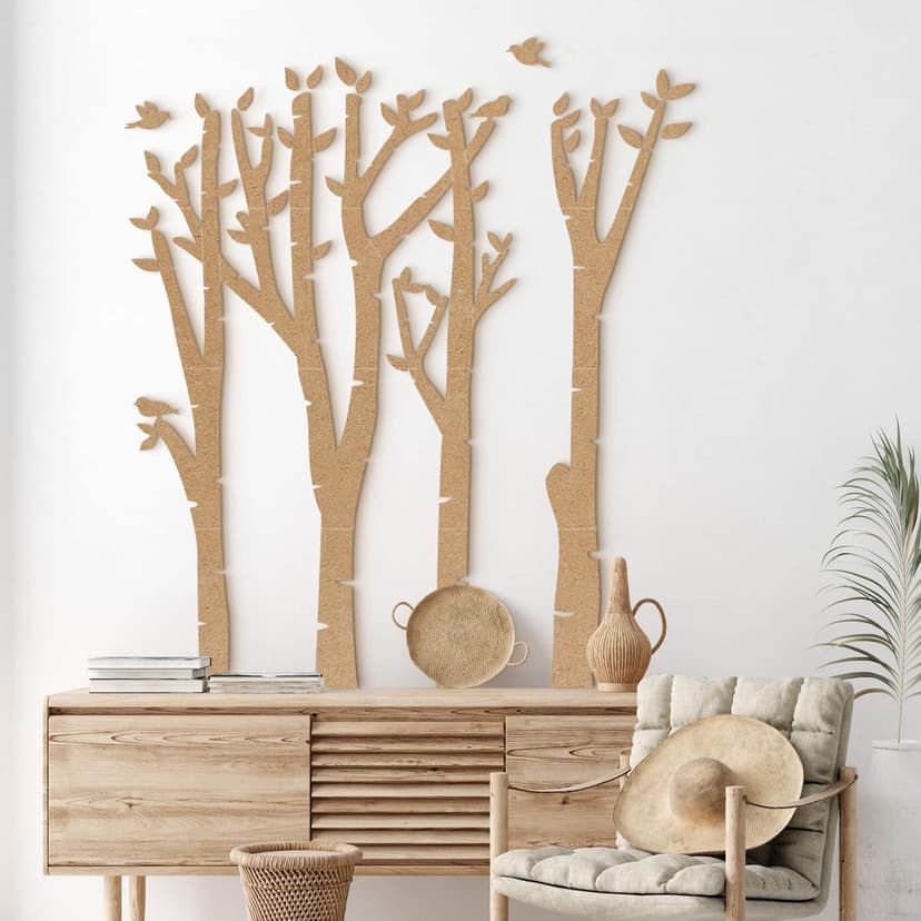 Decoro MDF Betulla - Foresta con uccelli