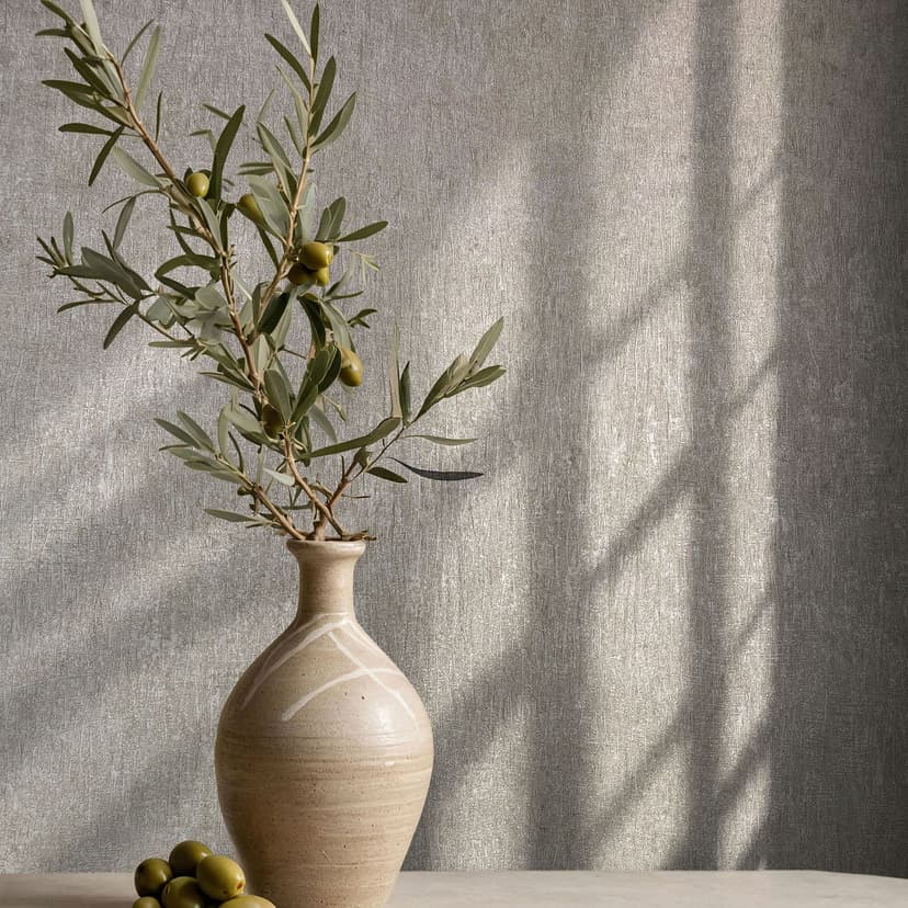 Carta da parati in tessuto non tessuto in grigio, beige cemento look semplice e moderno