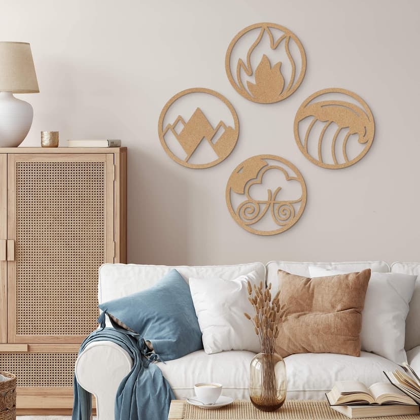 Decoro MDF Quattro elementi - Fuoco Acqua Terra Aria (4 parti)