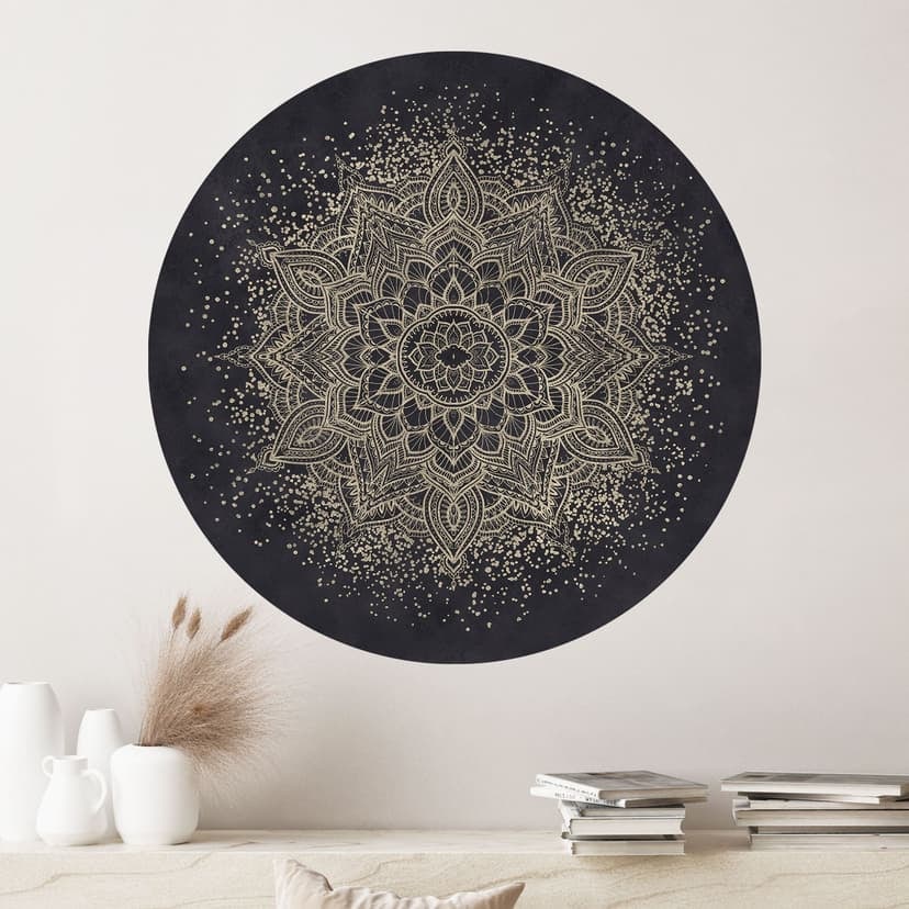 Elegante Adesivo murale in nero e oro - Bloomery Decor - Rotondo