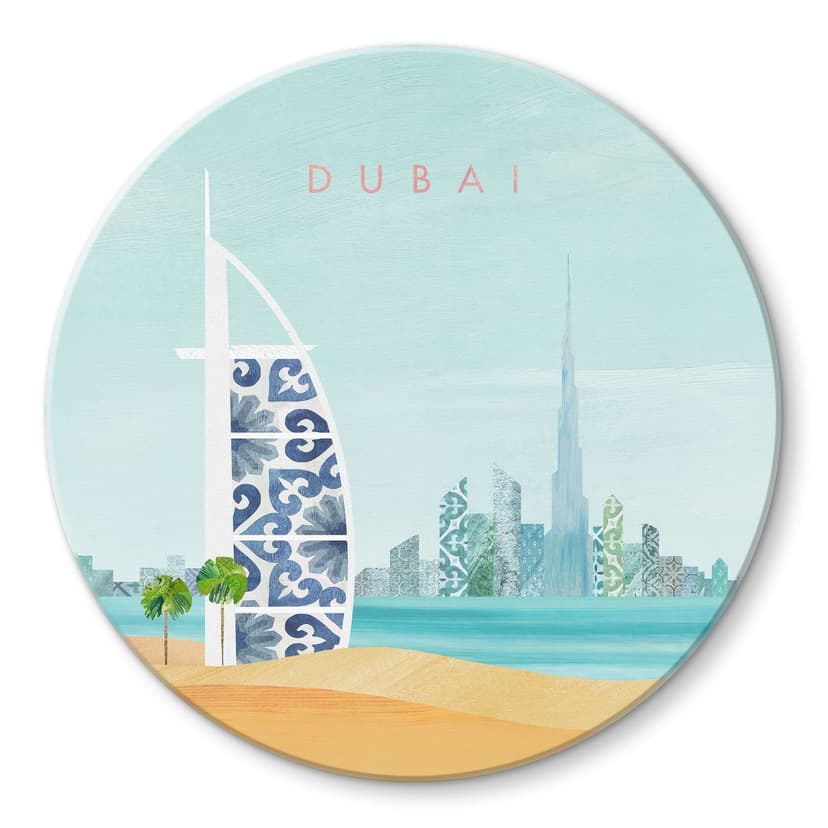 Stampa su vetro Dubai Beach - Burj Al Arab - Rivers - Round