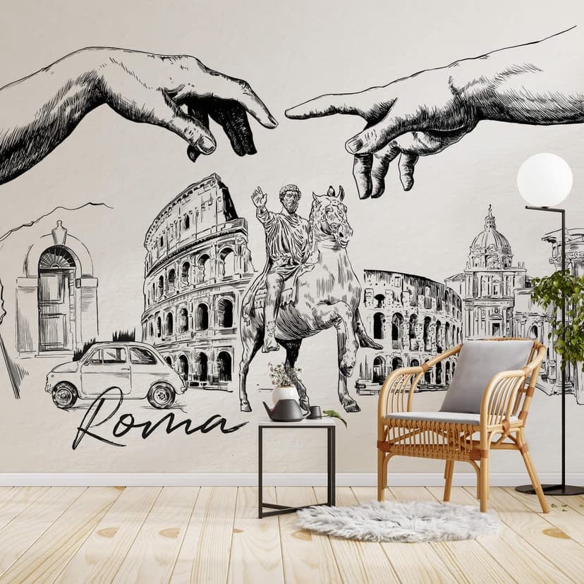 Fotomurale Love your City - Roma Bianco e nero