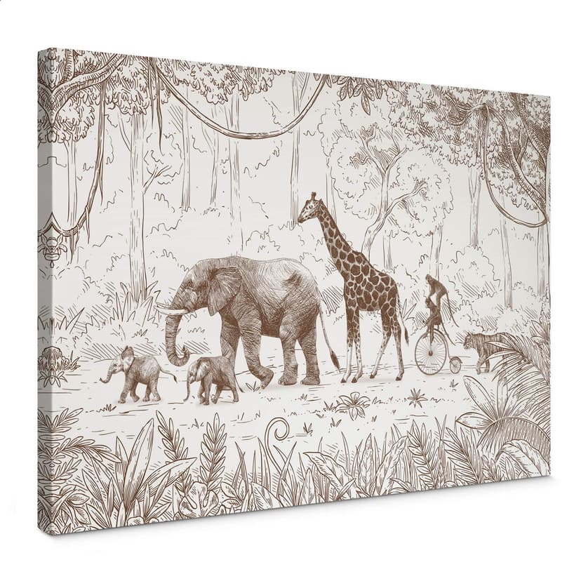 Stampa su tela Parata nella giungla con animali - Kikki Belle