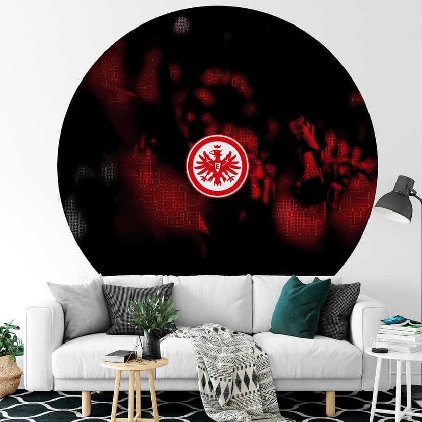 Fotomurale tondo Eintracht Frankfurt - Tifosi modello retrò - carta da parati in tessuto non tessut