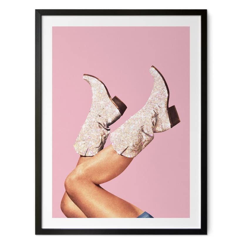 Poster Cowgirl con stivali glitterati in rosa - Vertigo Artography