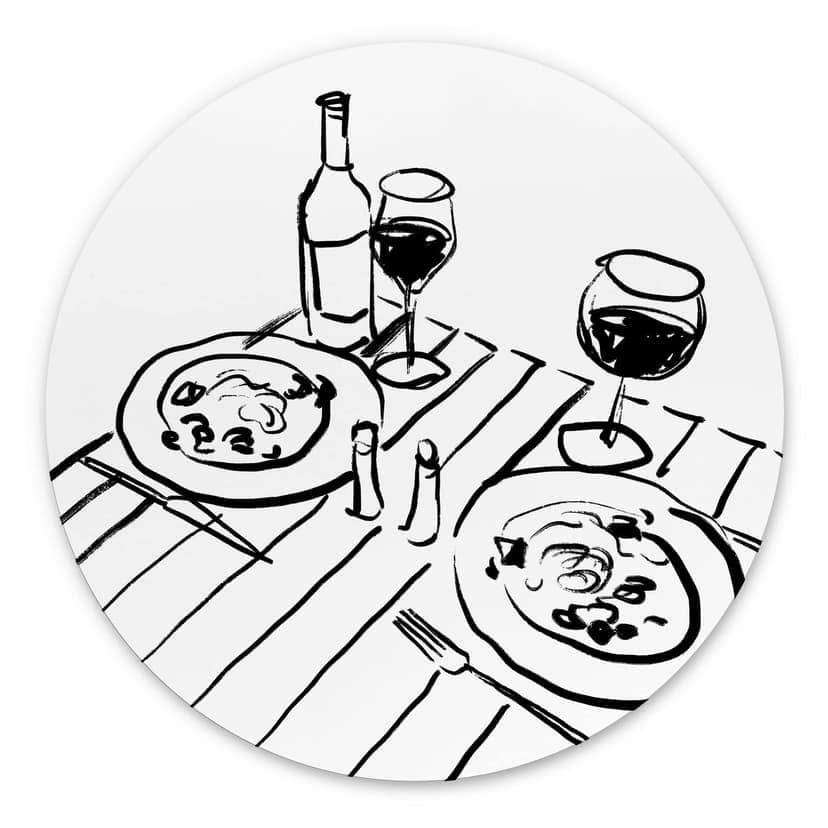 Stampe per pareti Cena con vino - Treechild - Alu-Dibond Round