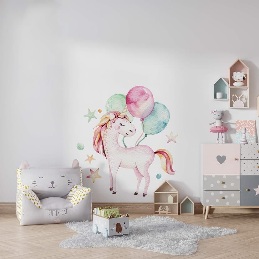 Adesivo Murale Kvilis – Unicorno e palloncini