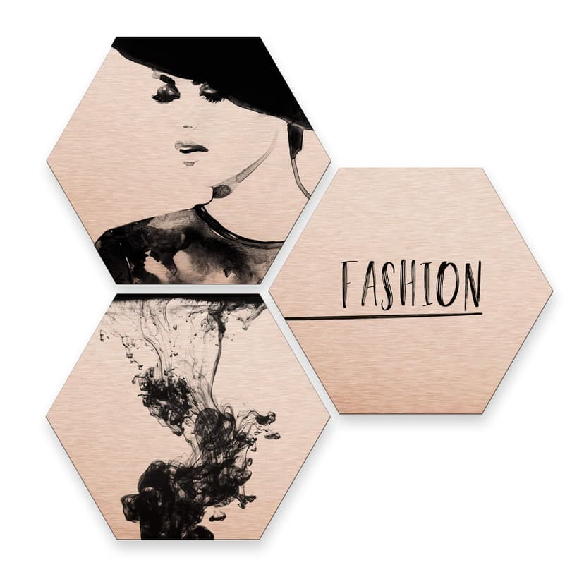 Hexagon - Alu-Dibond-Kupfereffekt - Fashion Mode (