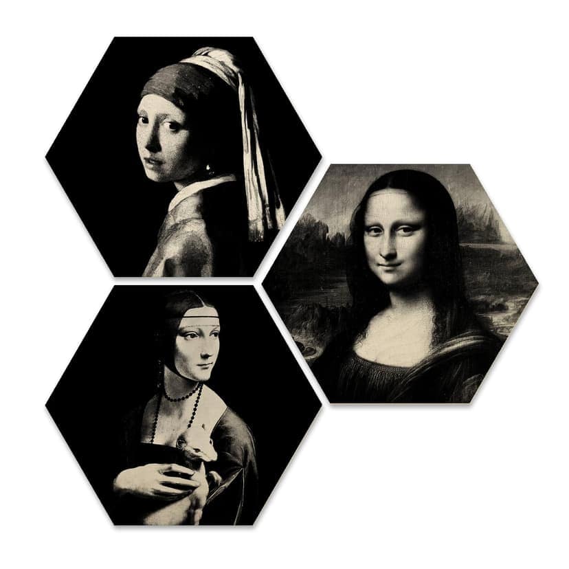 Hexagon - Holz Birke-Furnier - Berühmte Frauen der