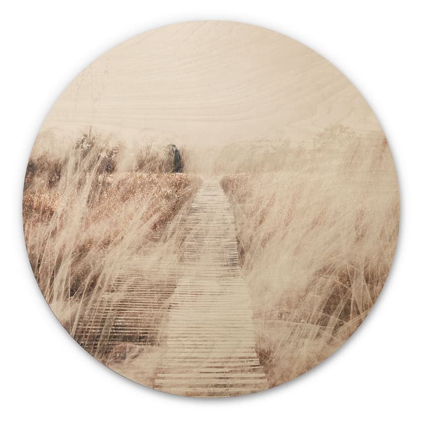 Stampa su legno Paesaggio onirico con passerella in legno - Imaginative