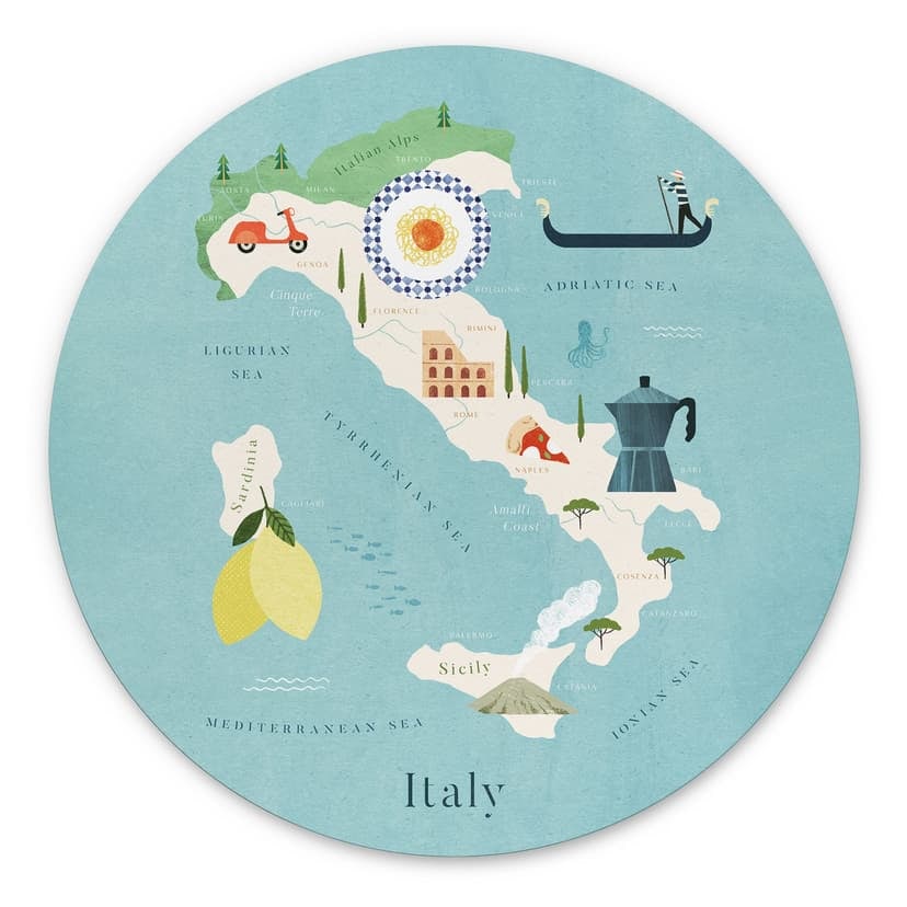 Cerchio a muro Mappa dell'Italia - Rivers