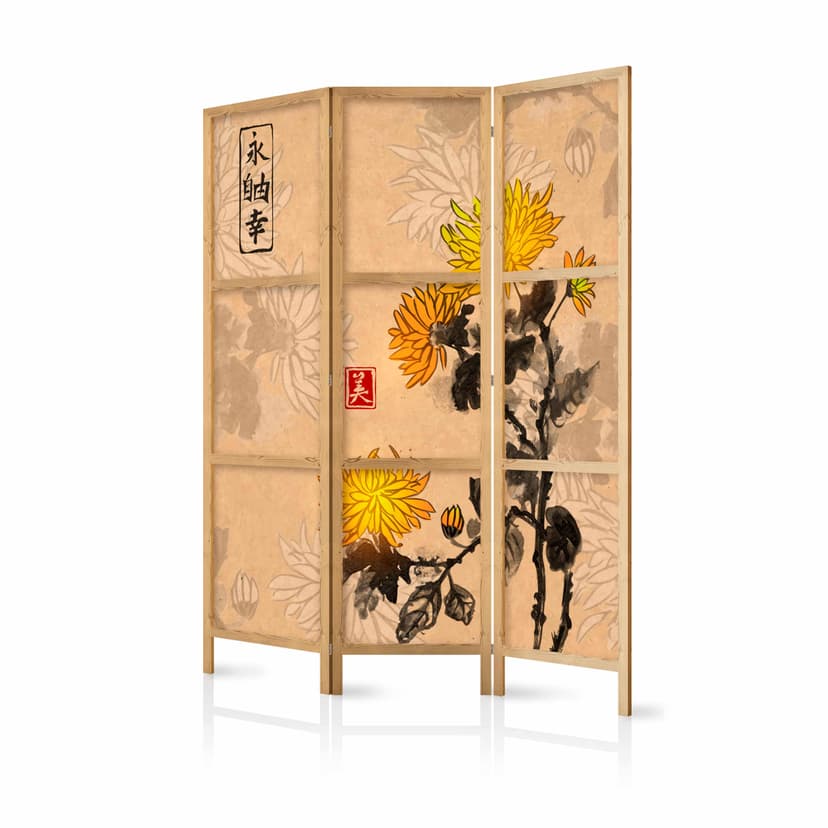 Parete divisoria giapponese - Stile giapponese: fiori della saggezza, 3 pezzi