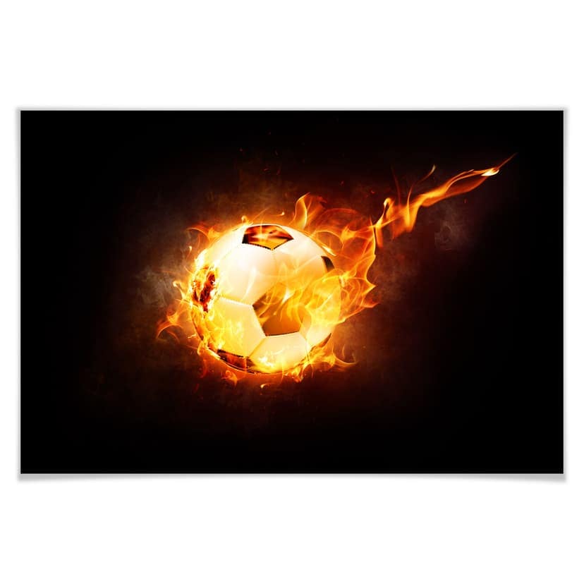 Poster - Pallone da calcio in fiamme