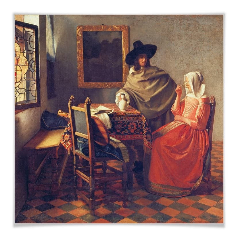 Poster Vermeer - Il bicchiere di vino
