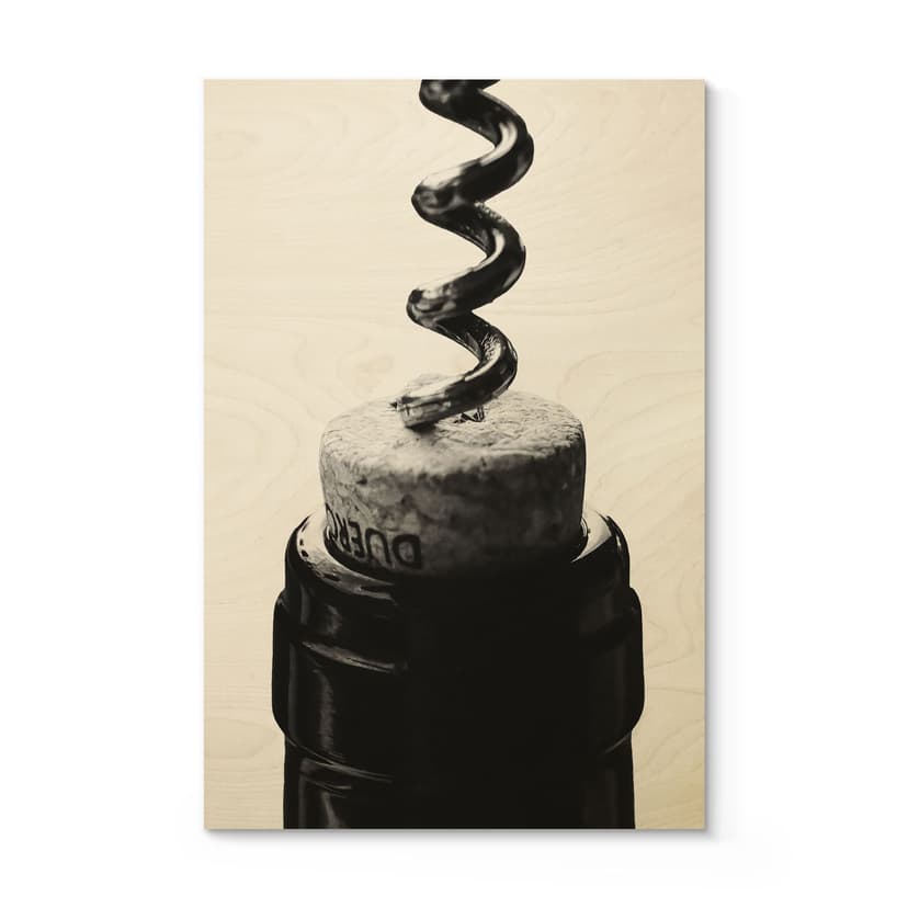 Stampa su legno Vino con cavatappi - Pictufy Studio