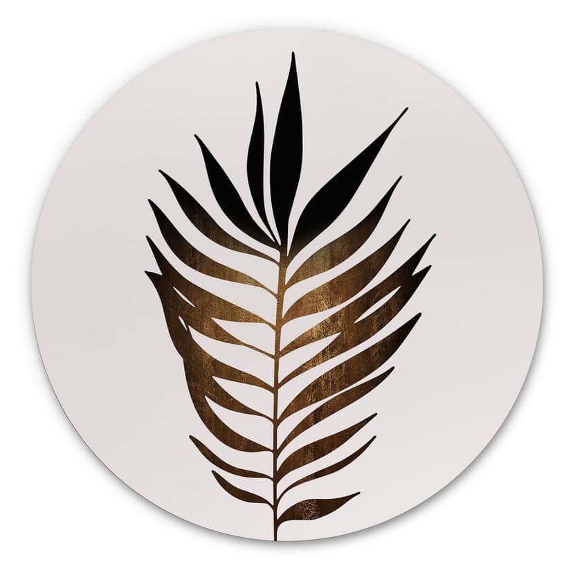 Alu-Dibond Kubistika - Foglia d'oro - tondo