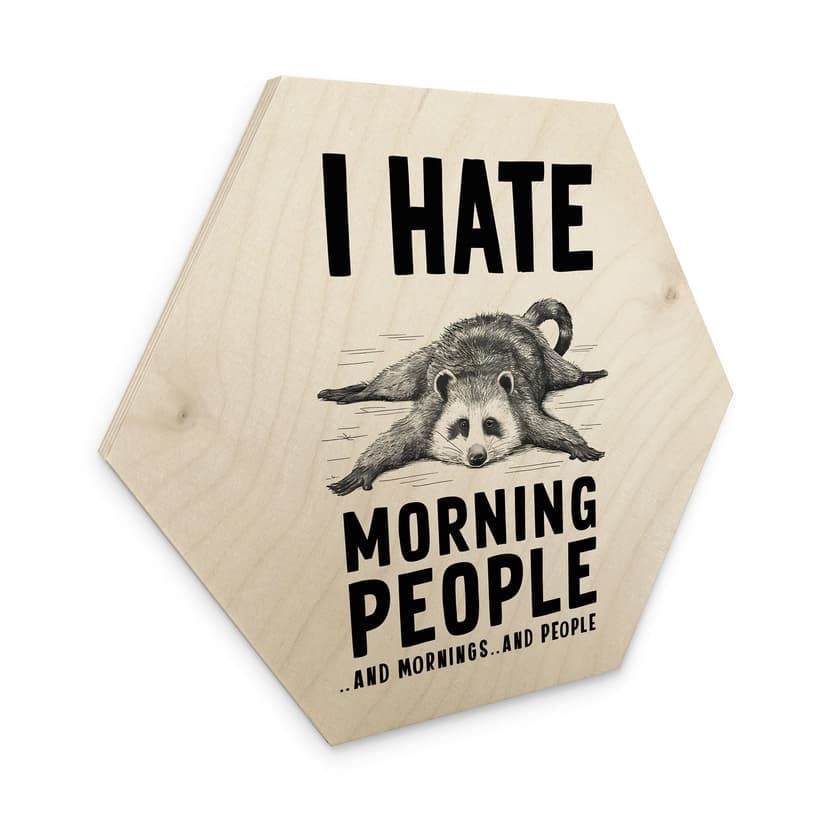 Esagono in legno I hate morning people - Magnusson