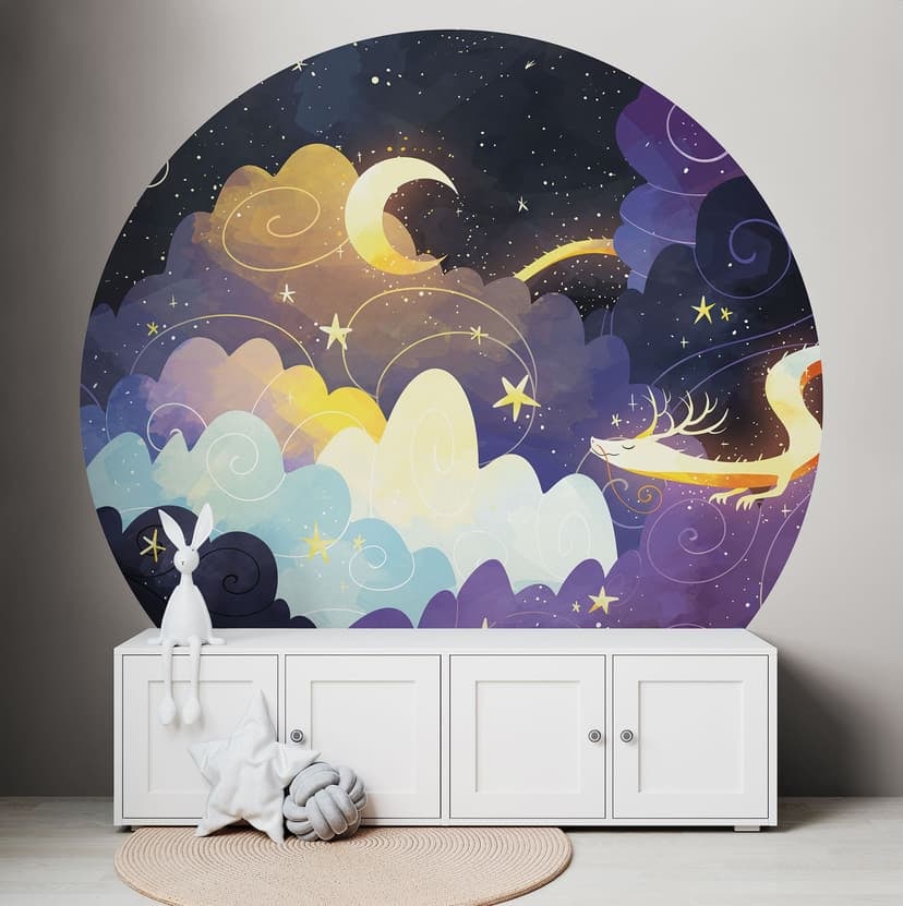 Fotomurale per bambini con aquilone che vola tra le nuvole stellate - DigitalArtsi - Rotondo - Autoa
