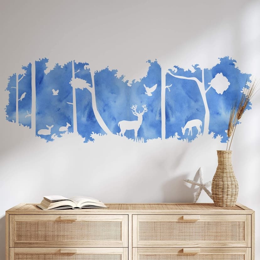 Adesivo murale -Foresta Silhouette - Azzurro