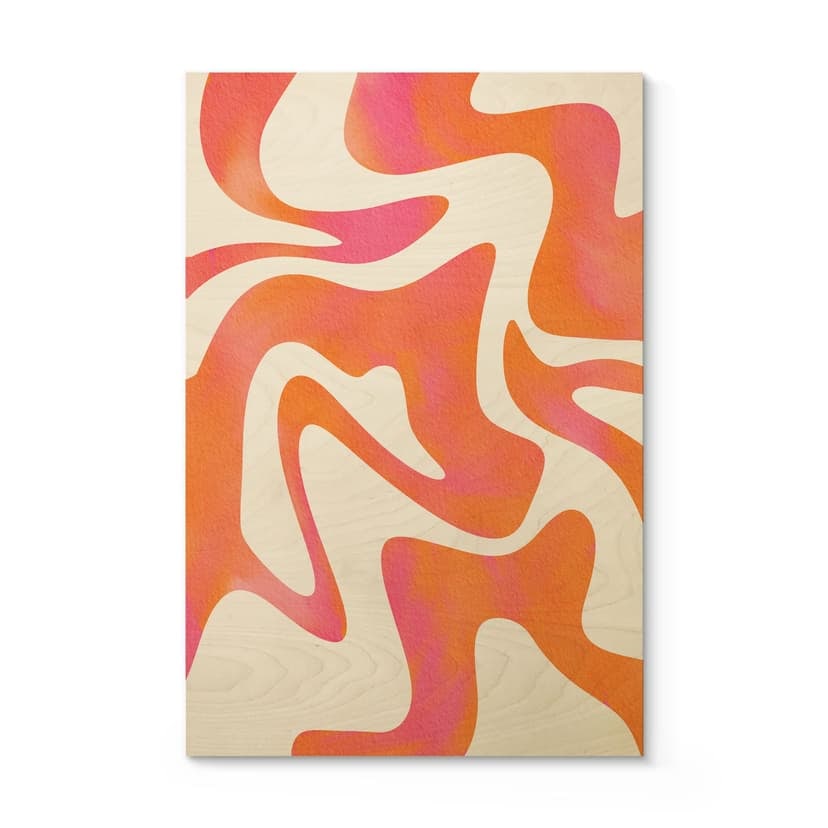 Stampa su legno Onde astratte color pesca - Bloom