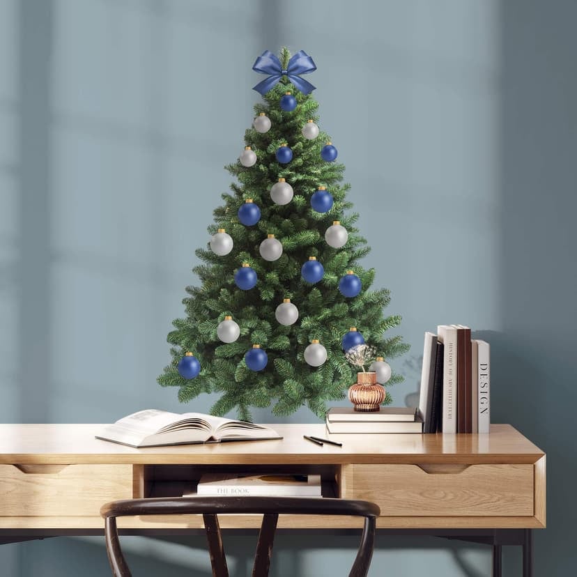 Adesivo murale Albero di Natale da decorare da soli - blu-argento