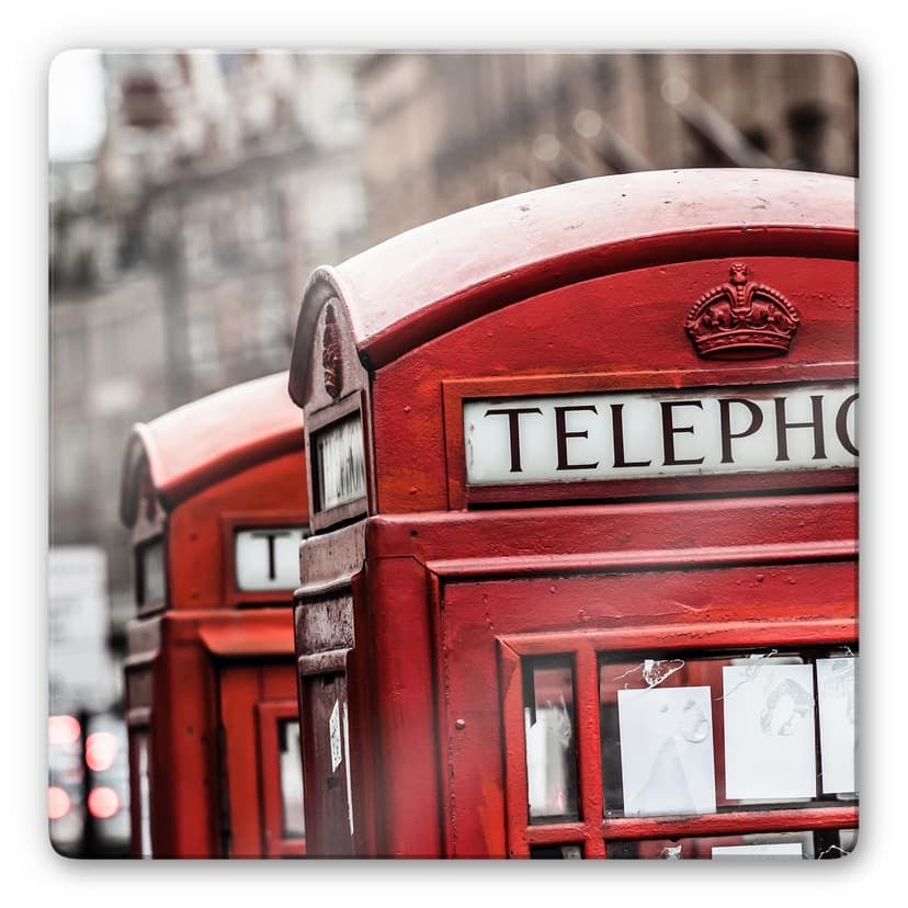 Stampa su vetro - Cabine telefoniche inglesi - quadrato