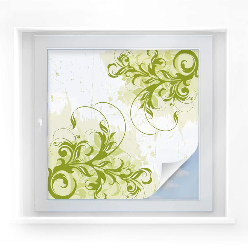 Pellicola adesiva per vetri - ornamento verde (quadrato)