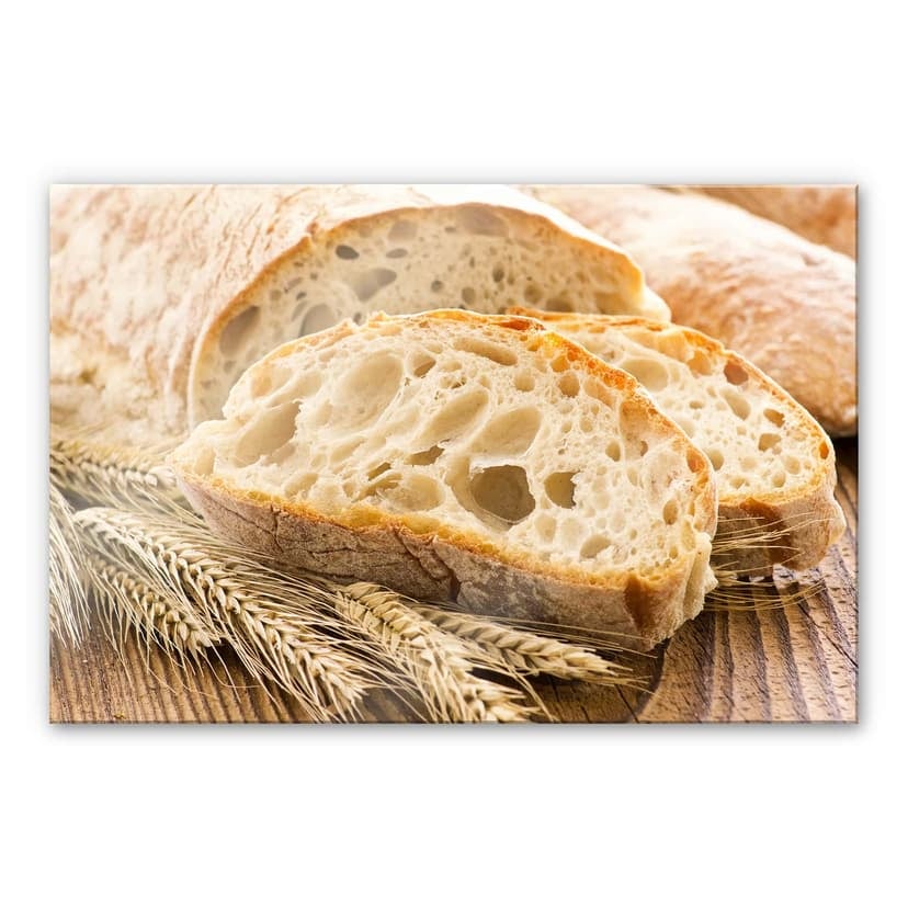 Stampa su vetro acrilico di una ciabatta fresca di forno