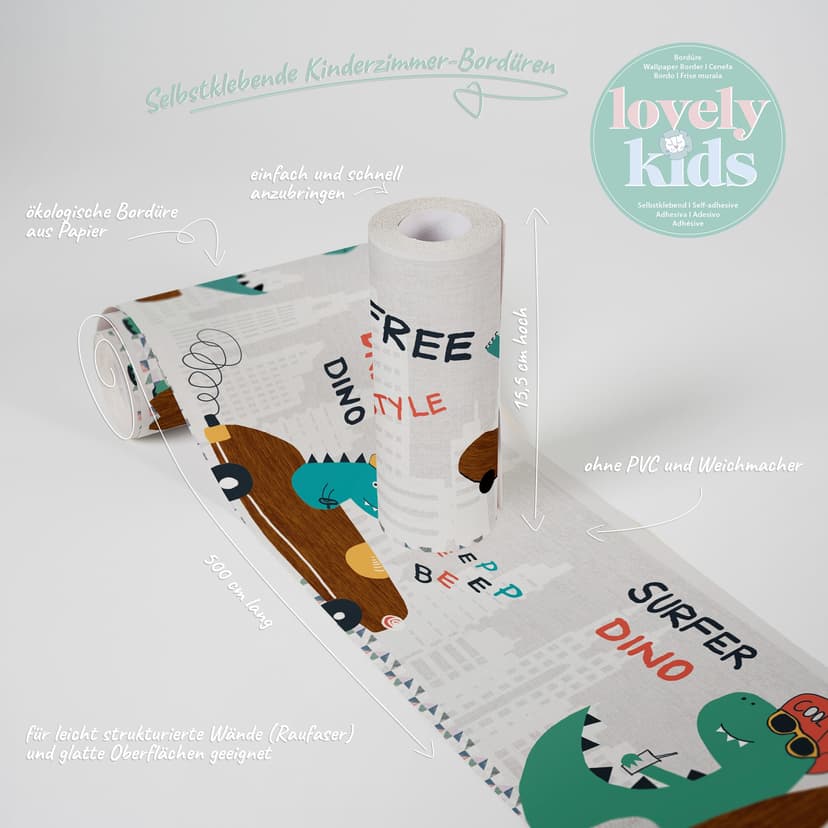 Bordo autoadesivo - Lovely Kids Cool Dino