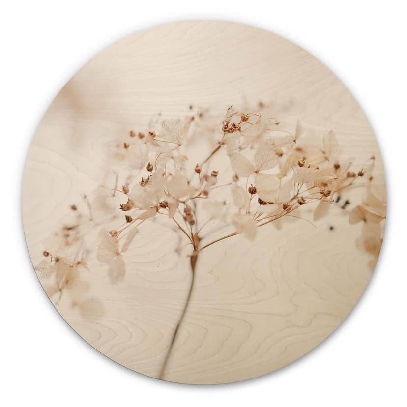 Stampa su legno 1X Studio - Ramo con fiori delicati - Rotondo