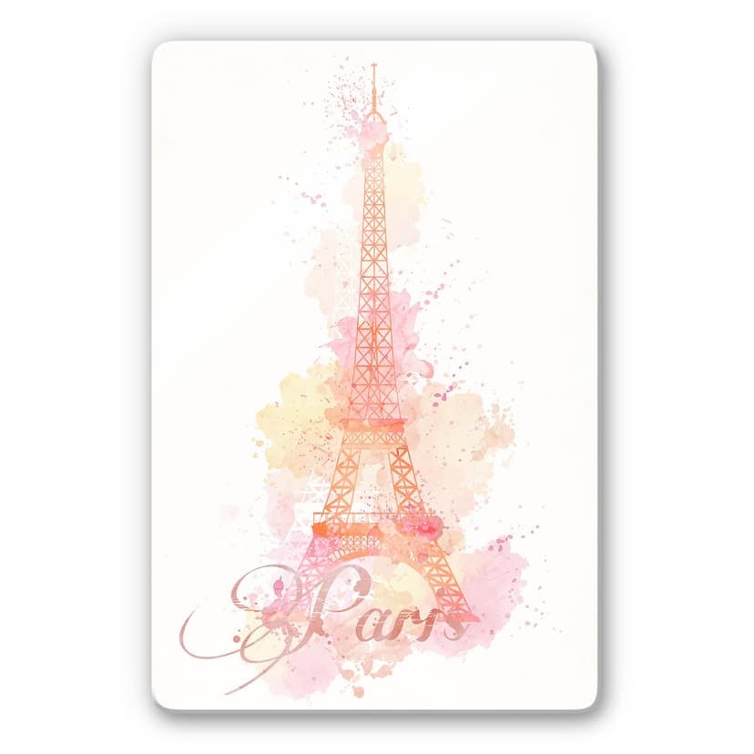 Glasbild La Tour Eiffel Aquarell