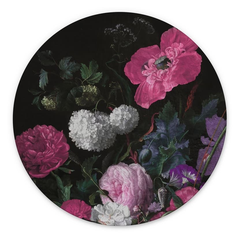 Stampe per pareti con bouquet floreale in stile mignon - Bloomery Decor - Alluminio dibond rotondo