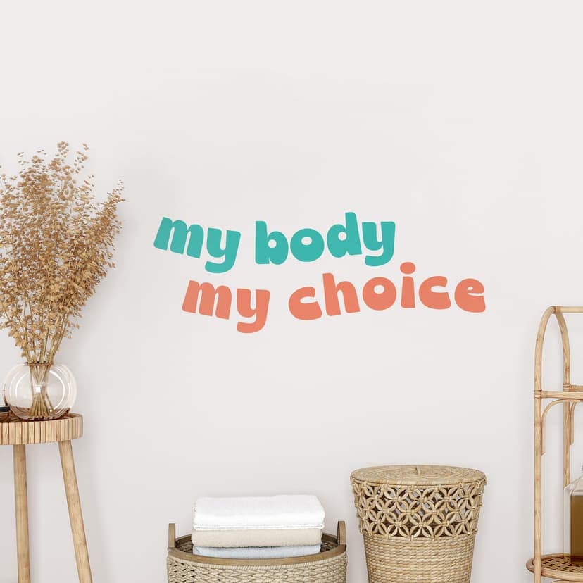 Adesivo murale con scritta - My body my choice turchese-corallo