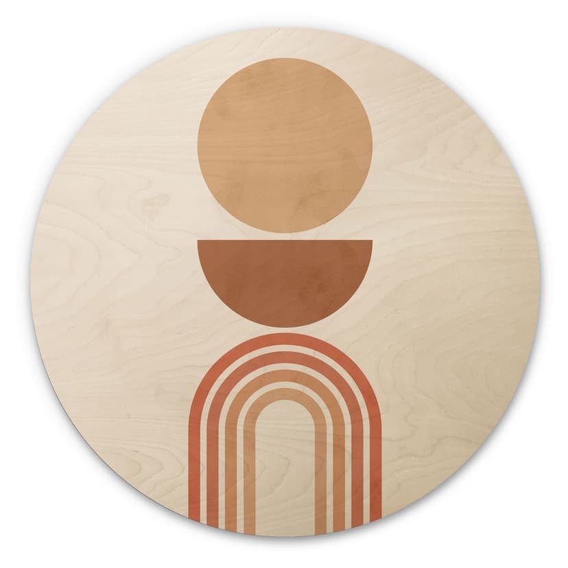 Stampa su legno Equilibrio astratto - Archi e cerchi retrò - Costa
