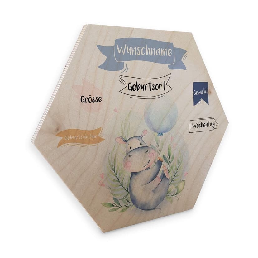 Esagoni in legno Kvilis + Testo - neonato