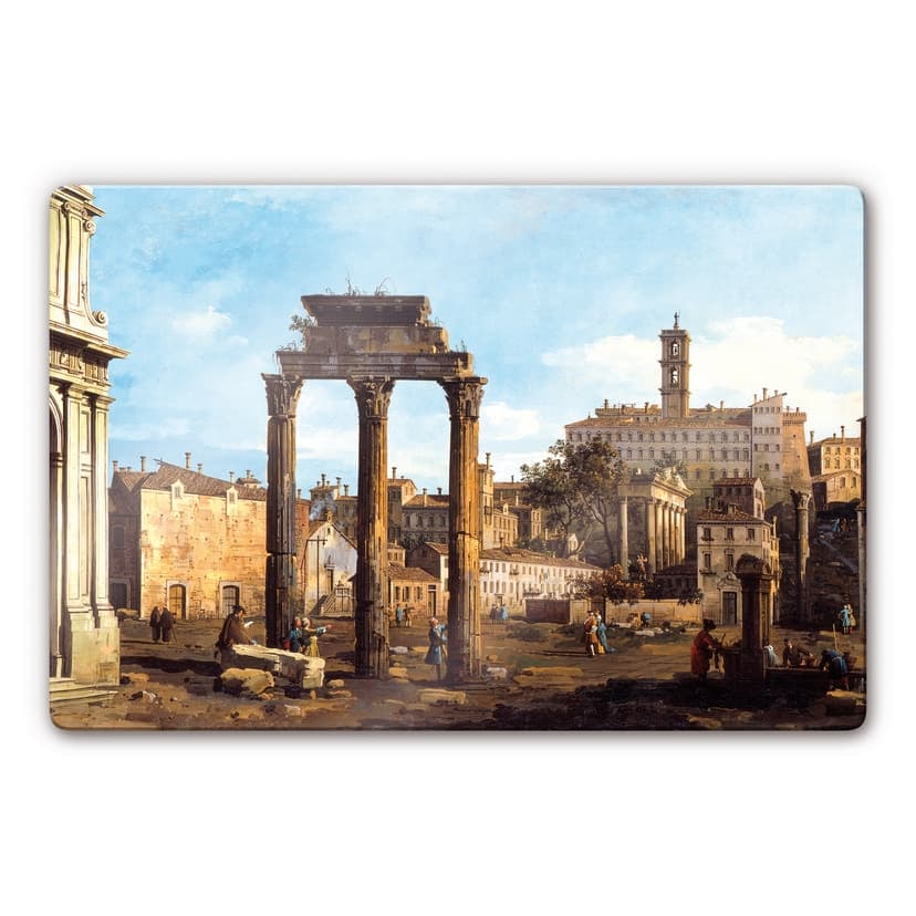 Stampa su vetro - Canaletto - Il Foro Romano con il tempio di Castore e Polluce