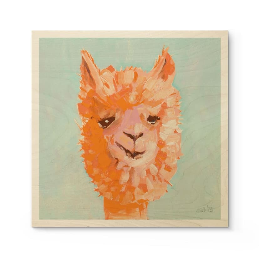 Stampa su legno Arancione Alpaca - Zwara - Quadrato