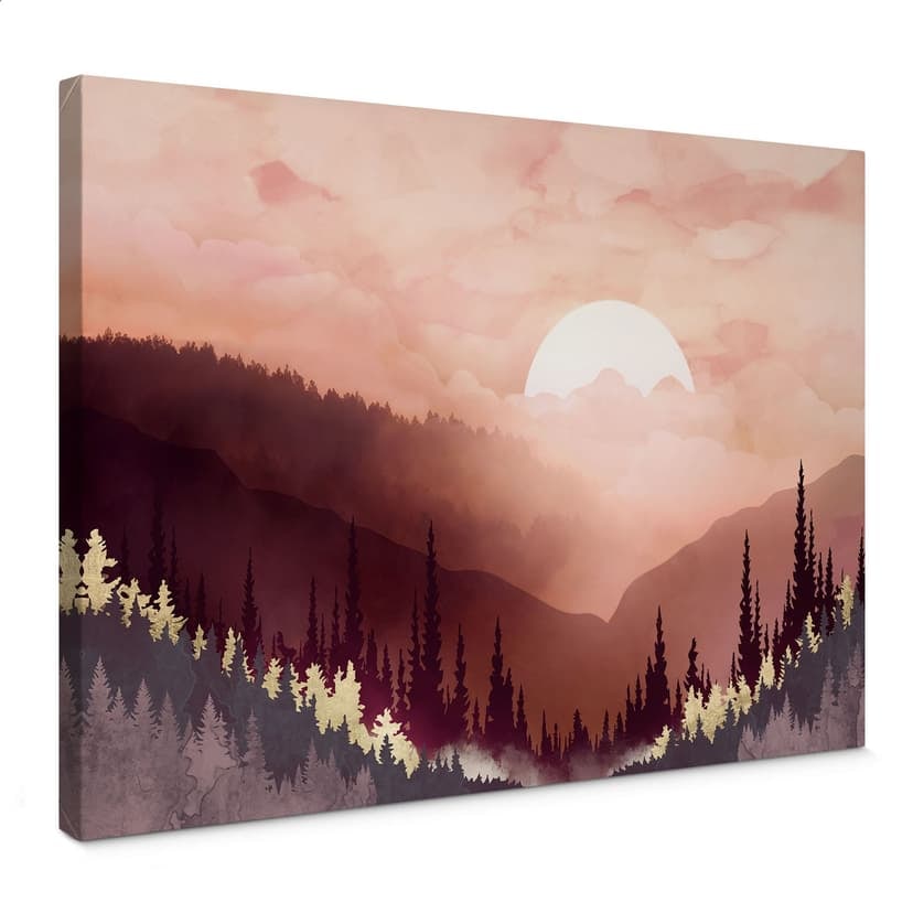 Stampa su tela Tramonto rosa sulla foresta - SpaceFrog Designs