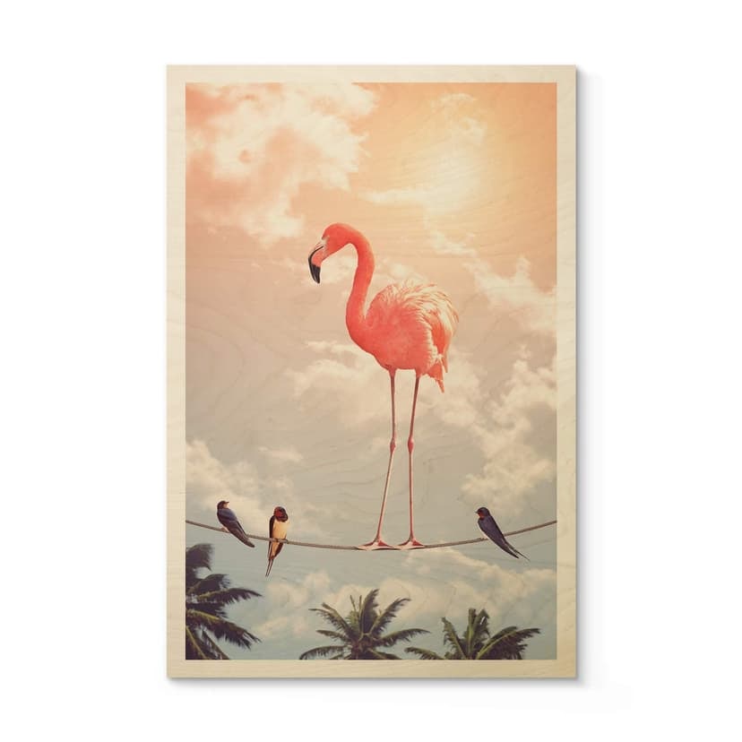 Stampa su legno Loose - Flamingo