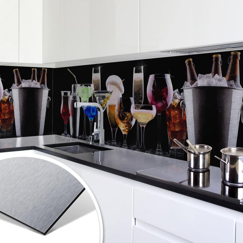 Rivestimento cucina - Alu-Dibond argentato - Coktail feeling