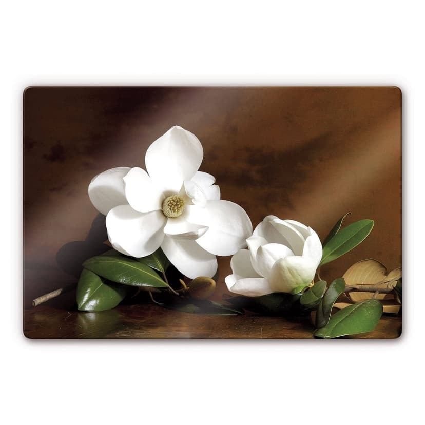 Stampa su vetro - Ramo di magnolia con fiori